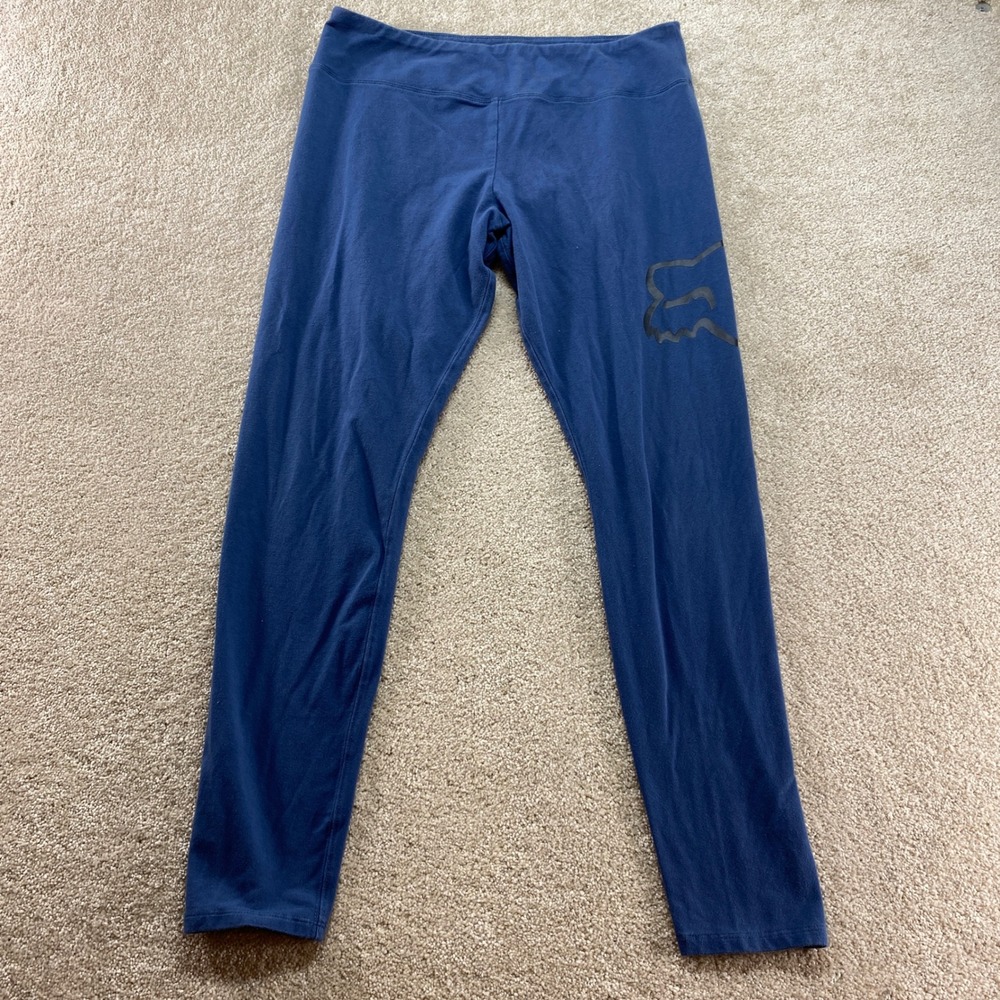 Fox Racing Leggings Womens XL Blue Cotton Blend Logo Athletic Pants